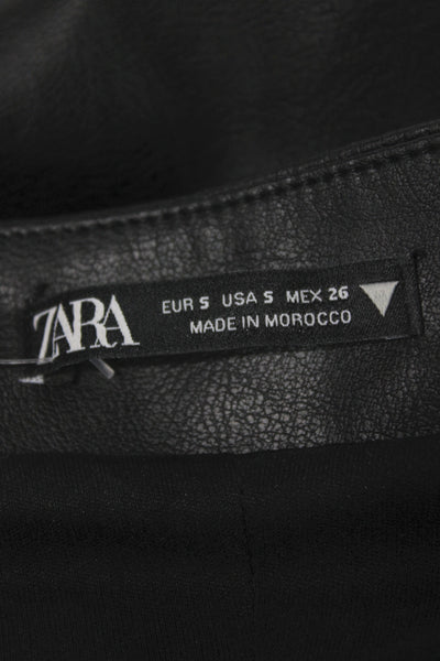 Zara Womens Faux Leather Tube Top Sweetheart Neckline Black Zip Size S