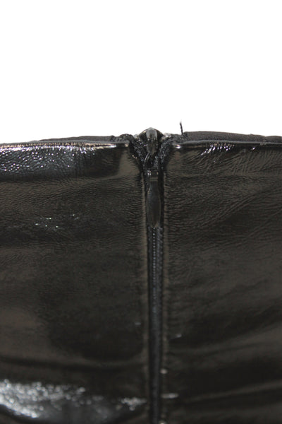 Zara Women Strapless Black Sheep Leather Sweetheart Neckline Tank Size S