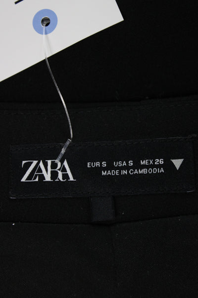 Zara Women Straight Pencil Black Polyester Short Skirt Zip Size S