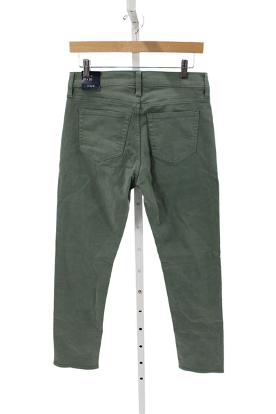 J Crew Mens Chino Pants Green High Rise Cotton Blend Size 28