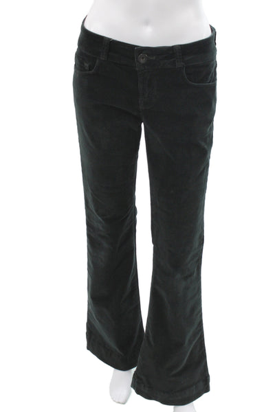 J Brand Womens Green Flare Pants Button Closure Size 28
