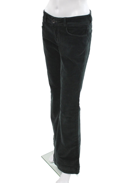 J Brand Womens Green Flare Pants Button Closure Size 28