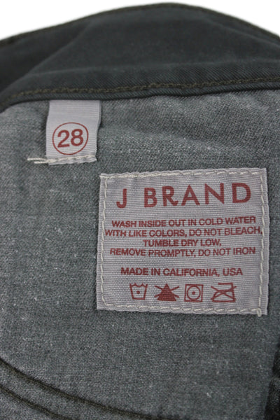 J Brand Womens Green Flare Pants Button Closure Size 28