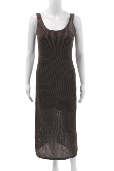 Staud Women Brown Cotton Sleeveless Scoop Neck Maxi Dress Size M