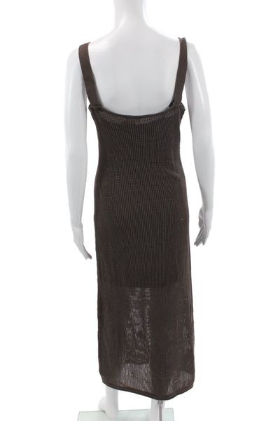 Staud Women Brown Cotton Sleeveless Scoop Neck Maxi Dress Size M