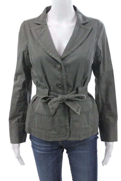 Gerard Darel Women Basic Jacket Gray Cotton Button Long Sleeve Utility Size 38