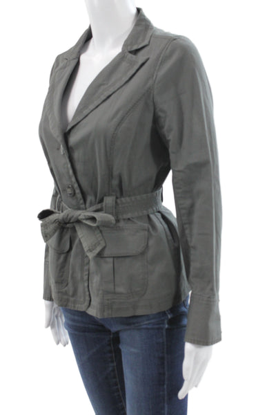 Gerard Darel Women Basic Jacket Gray Cotton Button Long Sleeve Utility Size 38