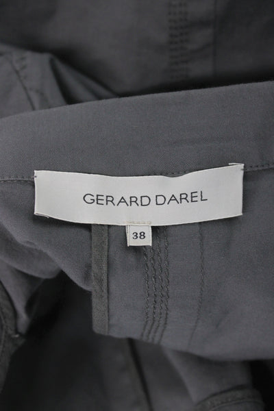 Gerard Darel Women Basic Jacket Gray Cotton Button Long Sleeve Utility Size 38
