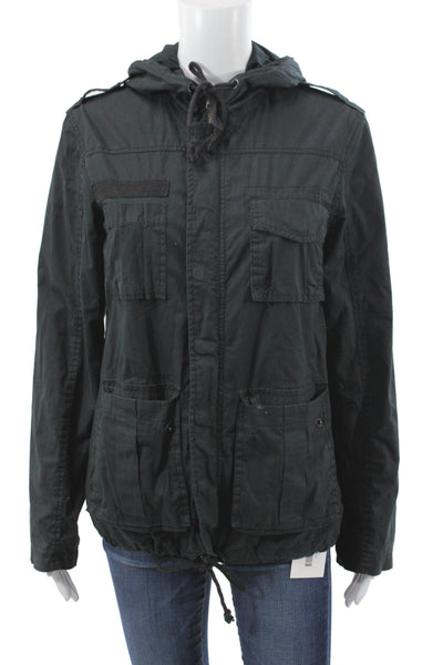 Kill City Mens Black Cotton Military Jacket Zip Solid Fall Size S