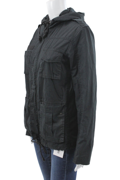 Kill City Mens Black Cotton Military Jacket Zip Solid Fall Size S