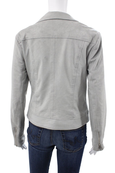 1 State Women Biker Jacket Gray Zip Long Sleeve Size S