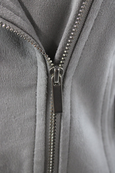 1 State Women Biker Jacket Gray Zip Long Sleeve Size S