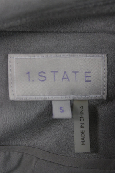 1 State Women Biker Jacket Gray Zip Long Sleeve Size S