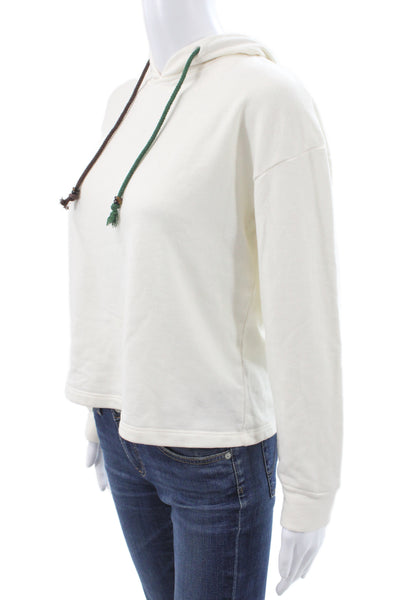 Donni Women Pullover Hoodie Ivory Long Sleeve Crew Neck Size 2XS
