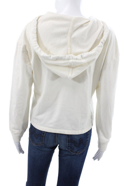 Donni Women Pullover Hoodie Ivory Long Sleeve Crew Neck Size 2XS