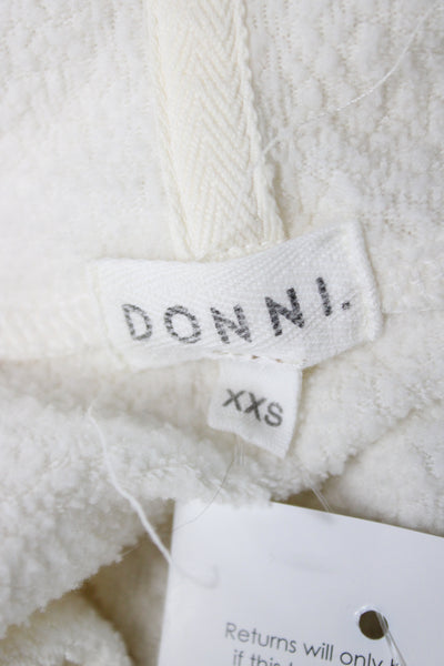 Donni Women Pullover Hoodie Ivory Long Sleeve Crew Neck Size 2XS