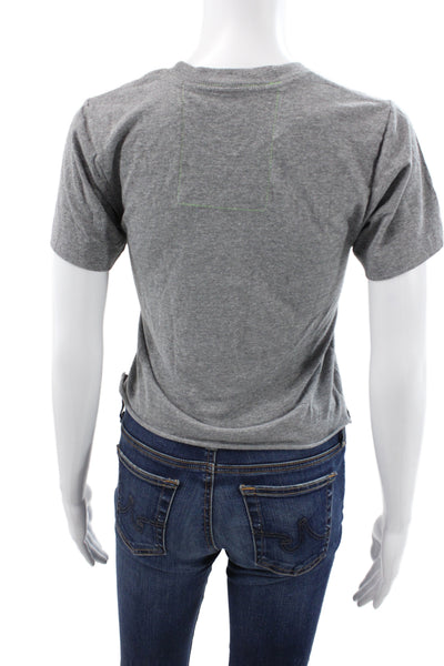 Aviator Nation Women Gray Cropped Heart T-Shirt Short Sleeve Crew Neck Size XS