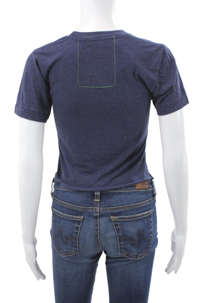 Aviator Nation Women Cropped Rainbow Blue Tee Size XS