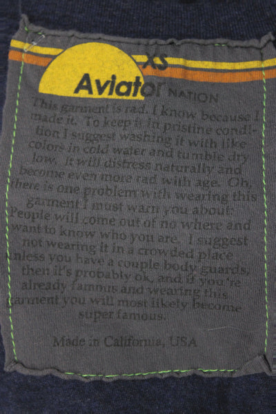 Aviator Nation Women Cropped Rainbow Blue Tee Size XS