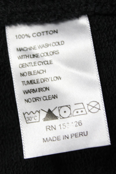 Leallo Women Pullover Hoodie Black V-Neck 100% Cotton Long Sleeve Size XS