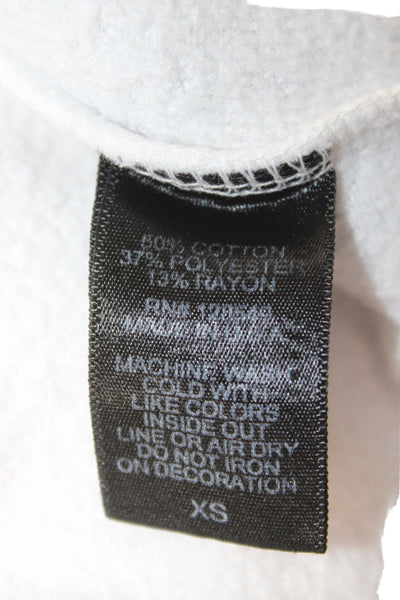 Aviator Nation Women White Pullover Hoodie Cotton Blend Retro Crewneck Size XS