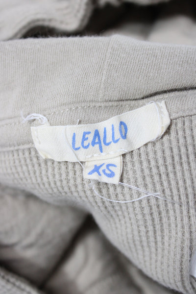Leallo Women Pullover Hoodie Beige 100% Cotton Crew Neck Long Sleeve Size XS