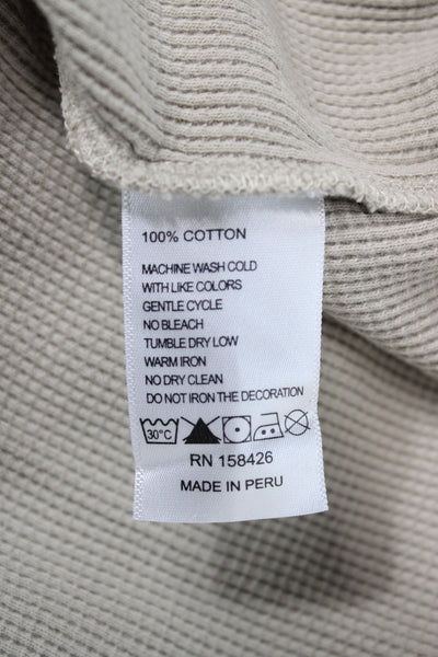 Leallo Women Pullover Hoodie Beige 100% Cotton Crew Neck Long Sleeve Size XS