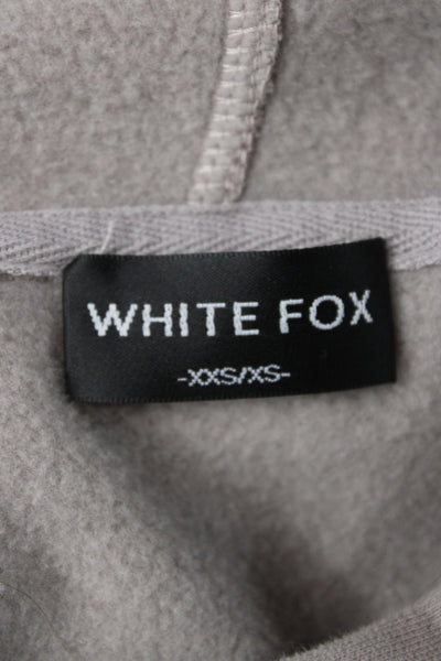 White Fox Unisex Adults Beige Pullover Hoodie Cotton Blend Size 2XS