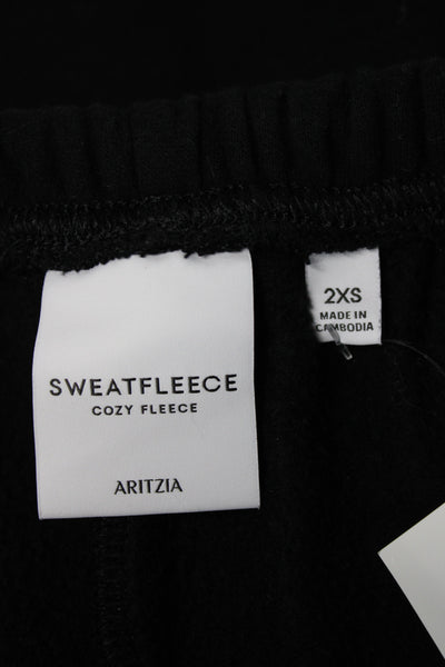 Aritzia Womens Black Fleece Sweatpants Drawstring Athleisure Size 2XS