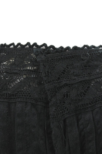 Love Shack Fancy Women Playsuit Black Lace Square Neck Size PP
