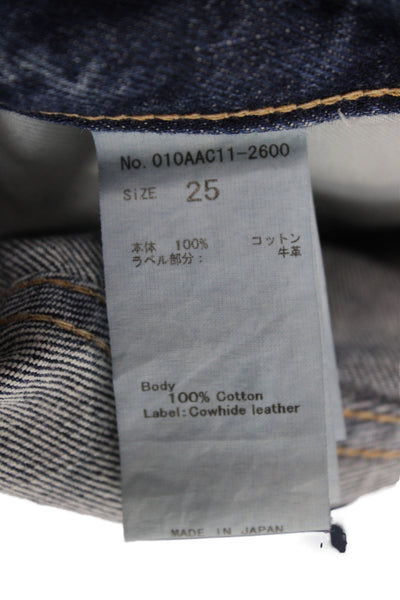 Moussy Women Cropped Distressed Blue Jeans Mid Rise Button Inseam 27 Size 25