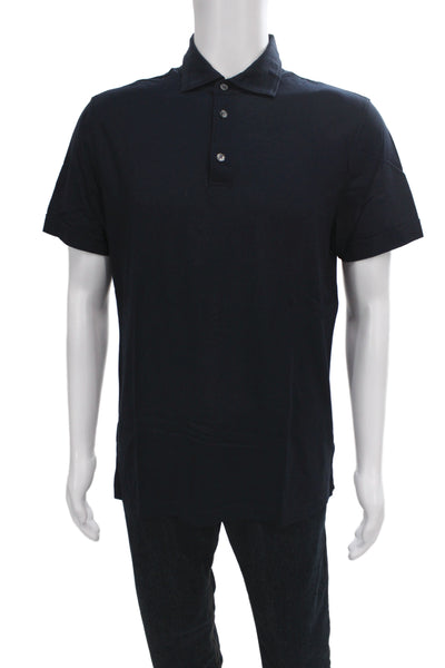 Della Ciana Mens Short Sleeve Collared Knit Polo Shirt Navy Cotton Size IT 54