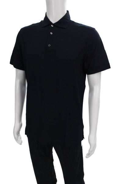 Della Ciana Mens Short Sleeve Collared Knit Polo Shirt Navy Cotton Size IT 54