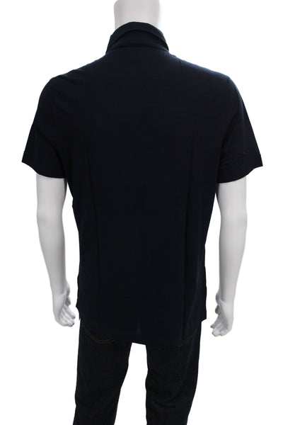 Della Ciana Mens Short Sleeve Collared Knit Polo Shirt Navy Cotton Size IT 54