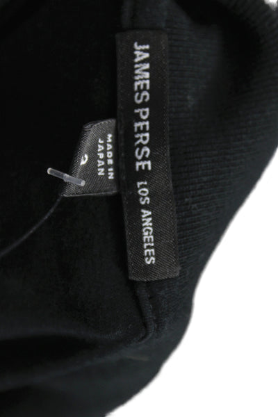 James Perse Mens Long Sleeve Collared Lightweight Polo Shirt Black Cotton Size 3