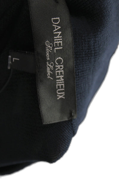 Daniel Cremieux Mens Short Sleeve Collared Knit Polo Shirt Navy Cotton Large