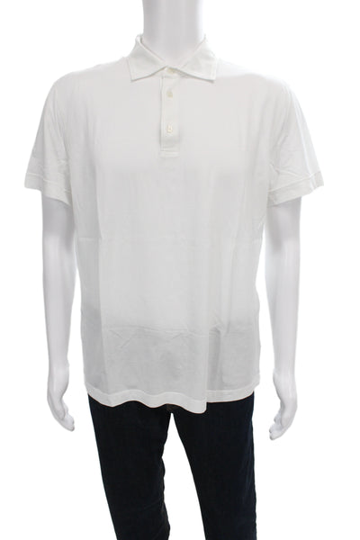 Della Ciana Mens Short Sleeve Collared Knit Polo Shirt White Cotton Size IT 54