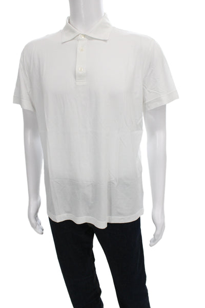 Della Ciana Mens Short Sleeve Collared Knit Polo Shirt White Cotton Size IT 54
