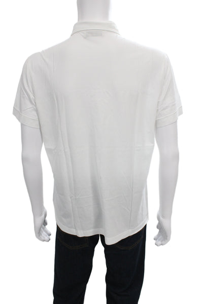 Della Ciana Mens Short Sleeve Collared Knit Polo Shirt White Cotton Size IT 54