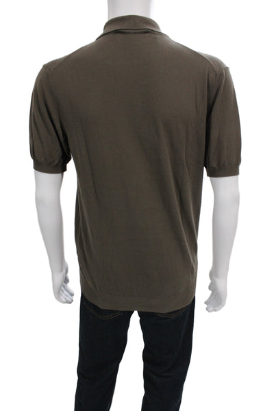 Daniel Cremieux Mens Short Sleeve Collared Knit Polo Shirt Brown Cotton Medium