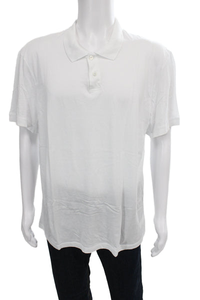 James Perse Mens Short Sleeve Collared Lightweight Polo Shirt White Size 3