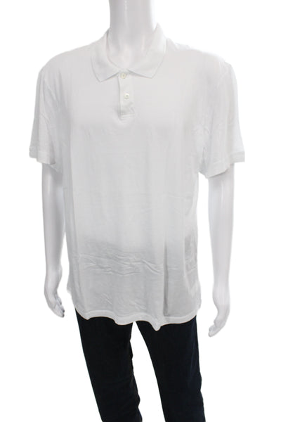 James Perse Mens Short Sleeve Collared Lightweight Polo Shirt White Size 3