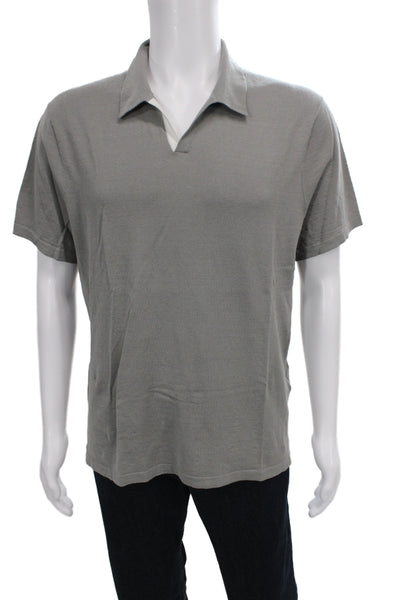 James Perse Mens Collared Linen Blend Short Sleeve Gray Polo Size 3