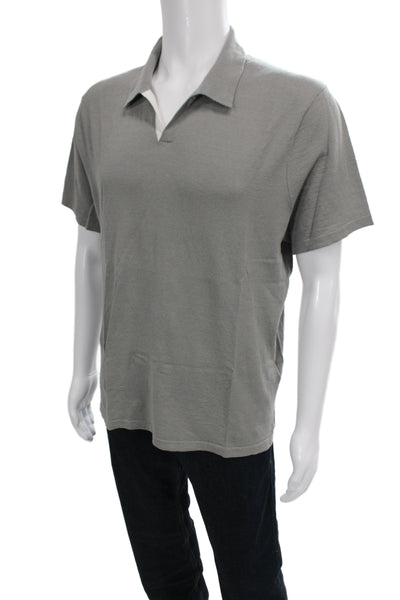 James Perse Mens Collared Linen Blend Short Sleeve Gray Polo Size 3