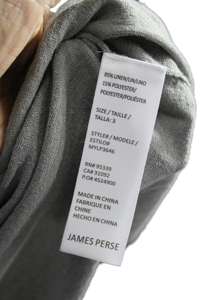 James Perse Mens Collared Linen Blend Short Sleeve Gray Polo Size 3