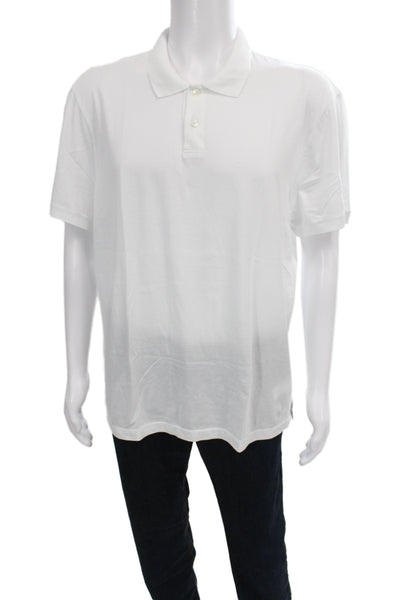 James Perse Mens Short Sleeve Collared Knit Polo Shirt White Cotton Size 3