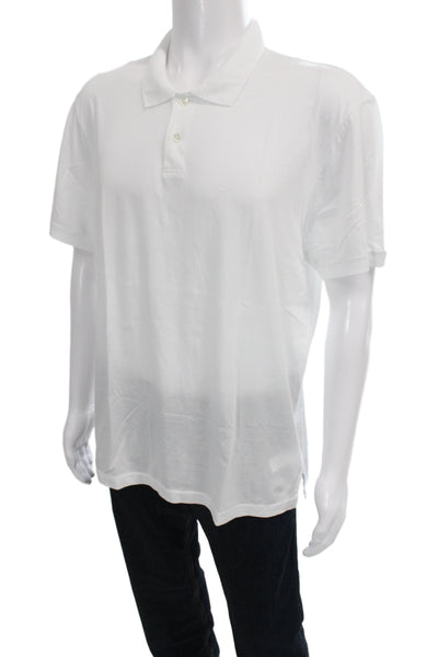 James Perse Mens Short Sleeve Collared Knit Polo Shirt White Cotton Size 3