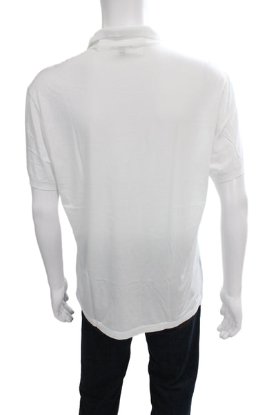 James Perse Mens Short Sleeve Collared Knit Polo Shirt White Cotton Size 3