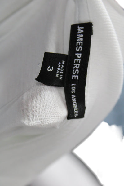 James Perse Mens Short Sleeve Collared Knit Polo Shirt White Cotton Size 3