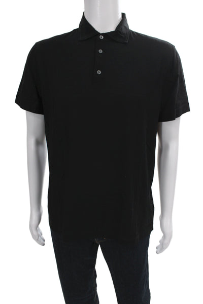 Della Ciana Mens Short Sleeve Collared Knit Polo Shirt Black Cotton Size IT 54